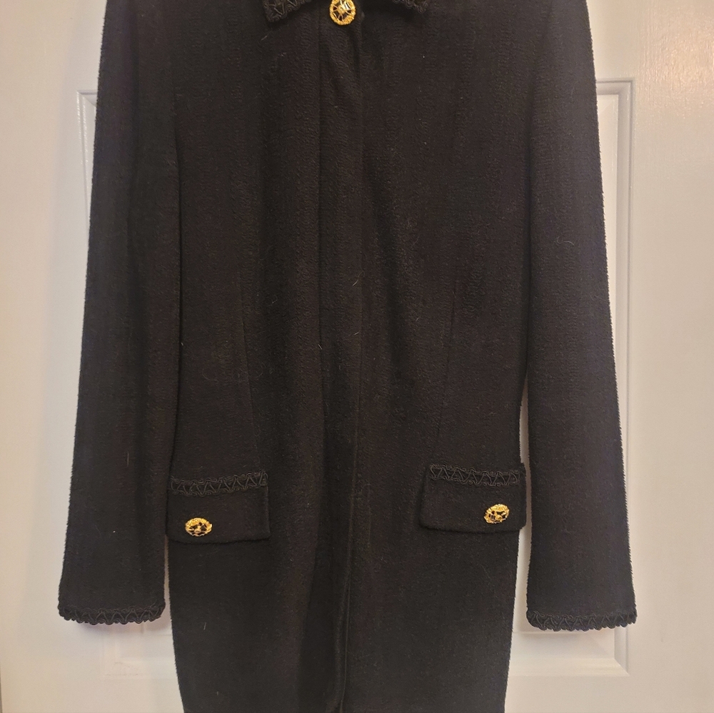 St. John Black Blazer And Skirt